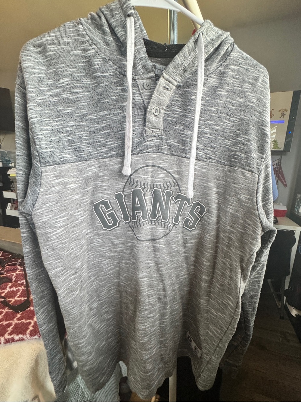 Giants Grey V-Neck Hooded Sweater